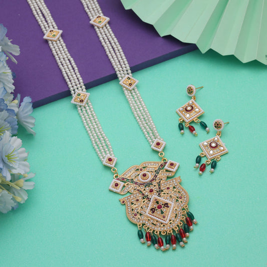 Festive Multi Color Jewellery Rani Haar Styled With Elegant Kundan Necklace Set