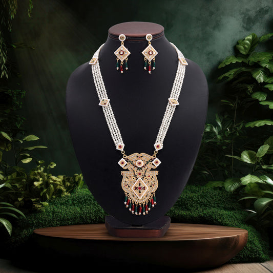 Festive Multi Color Jewellery Rani Haar Styled With Elegant Kundan Necklace Set