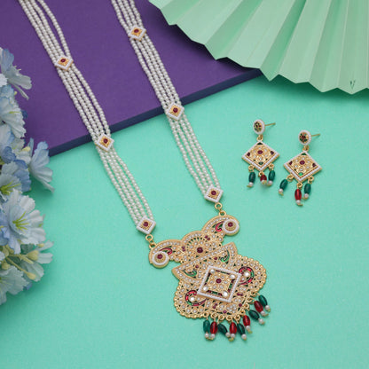 Heritage Multi Color Jewellery Rani Haar Enhanced By Classic Kundan Necklace Set