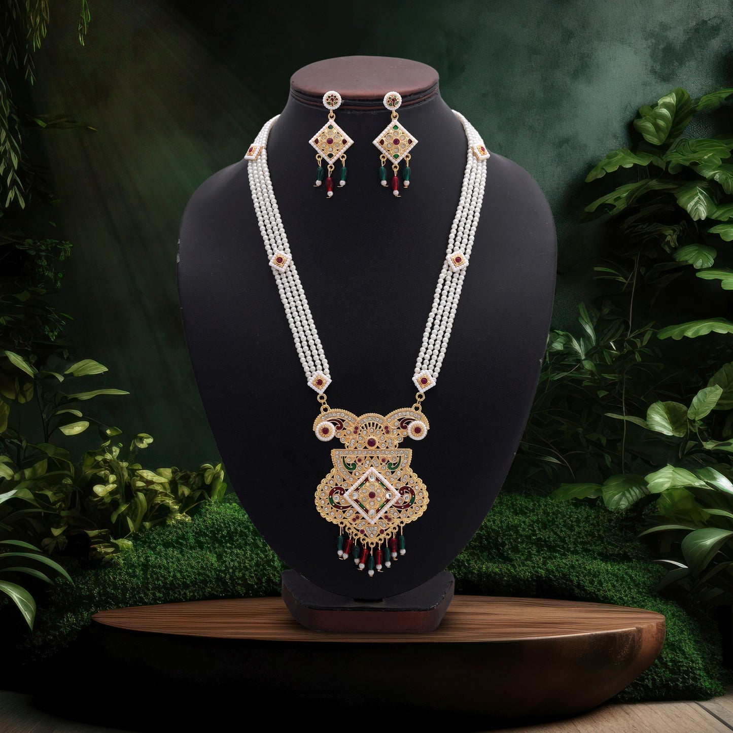 Heritage Multi Color Jewellery Rani Haar Enhanced By Classic Kundan Necklace Set