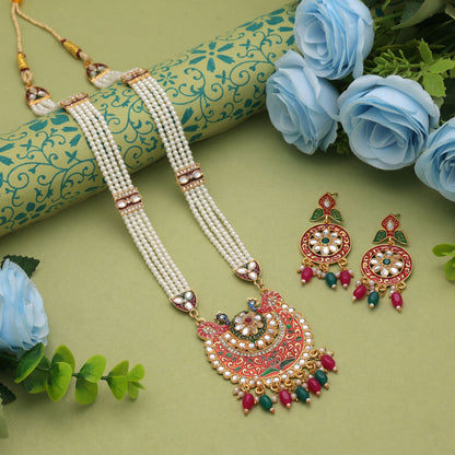 Regal Multi Color Jewellery Rani Haar Inspired By Royal Kundan Necklace Set