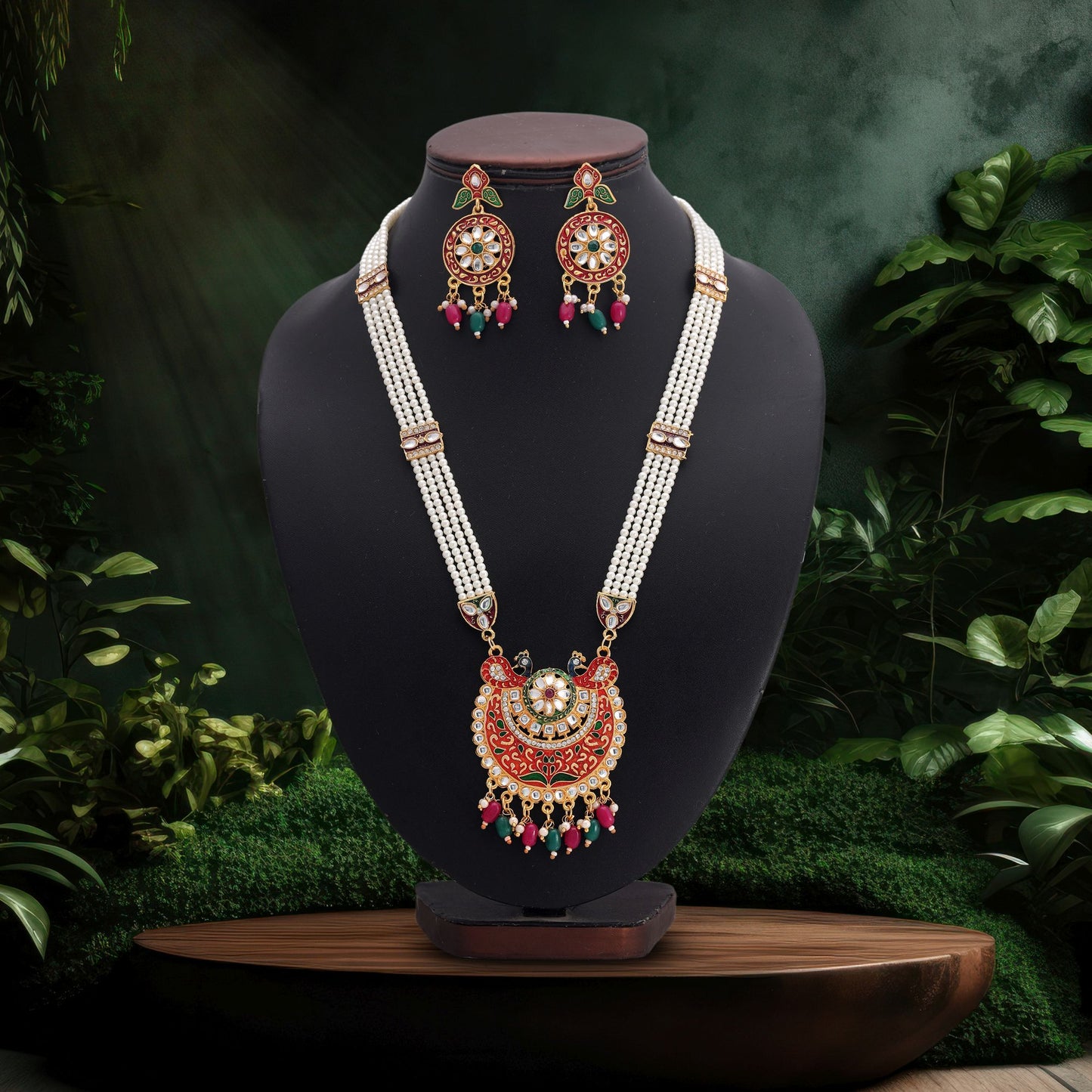 Regal Multi Color Jewellery Rani Haar Inspired By Royal Kundan Necklace Set
