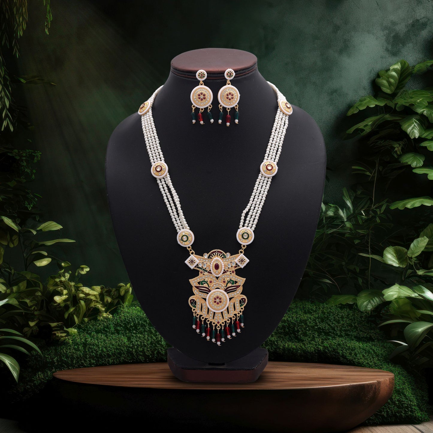 Premium Multi Color Jewellery Rani Haar With Beautiful Kundan Necklace Set Design