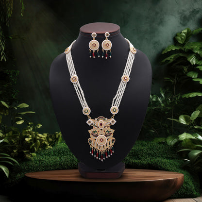 Premium Multi Color Jewellery Rani Haar With Beautiful Kundan Necklace Set Design