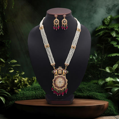 Luxury Multi Color Jewellery Rani Haar Crafted Alongside Kundan Necklace Set