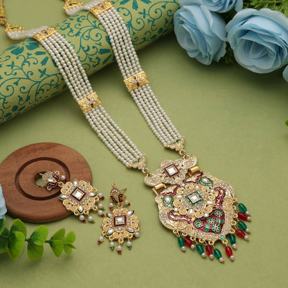Classic Multi Color Jewellery Rani Haar With Timeless Kundan Necklace Set Appeal