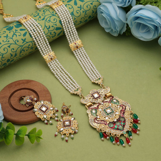 Classic Multi Color Jewellery Rani Haar With Timeless Kundan Necklace Set Appeal