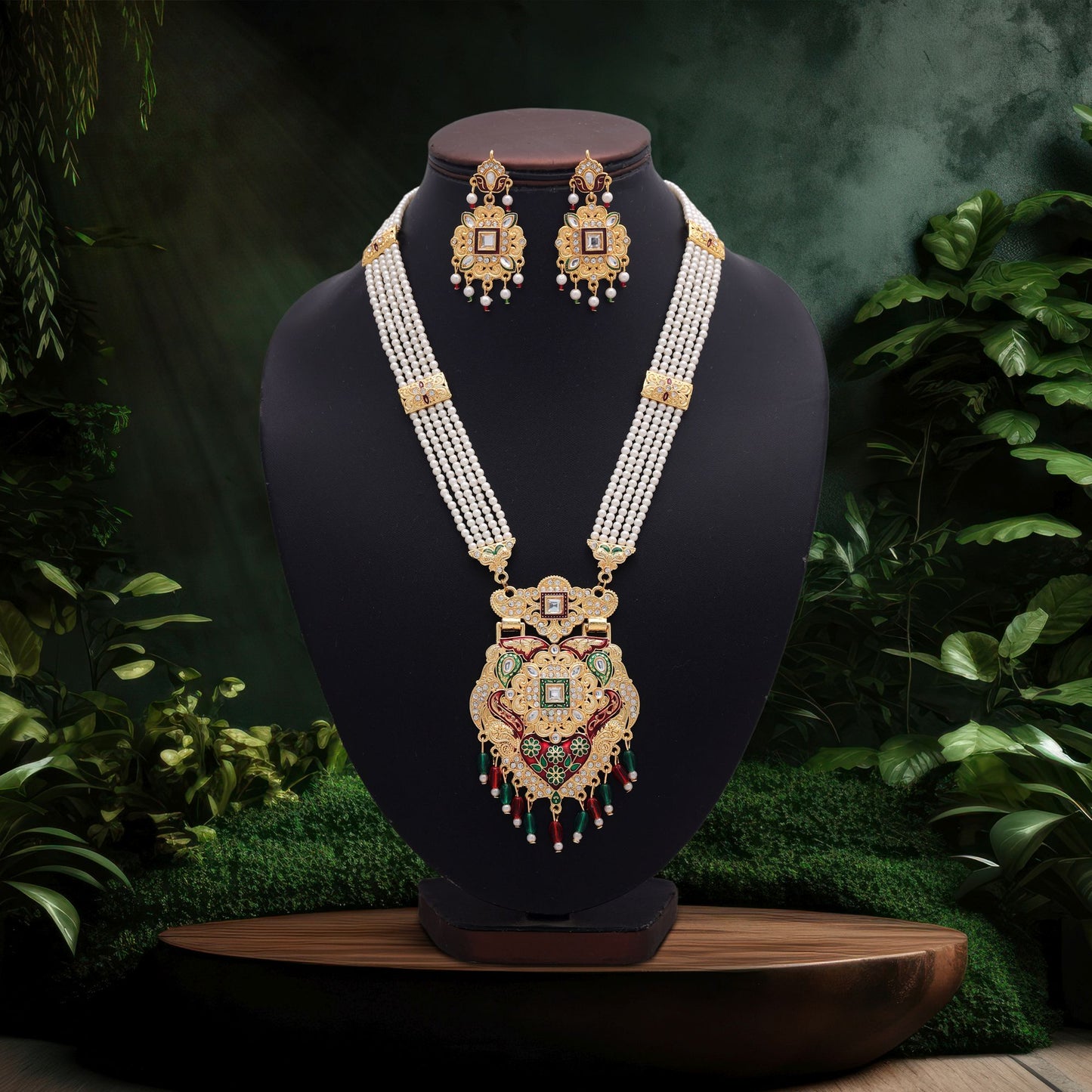 Classic Multi Color Jewellery Rani Haar With Timeless Kundan Necklace Set Appeal