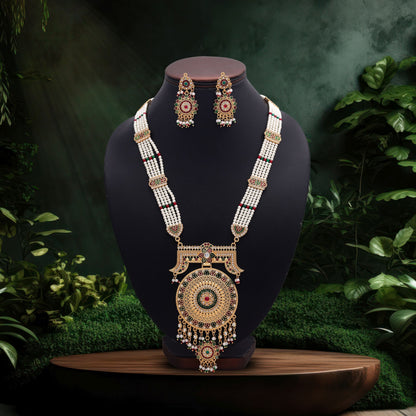 Royal Multi Color Jewellery Rani Haar Enhanced With Artistic Kundan Necklace Set