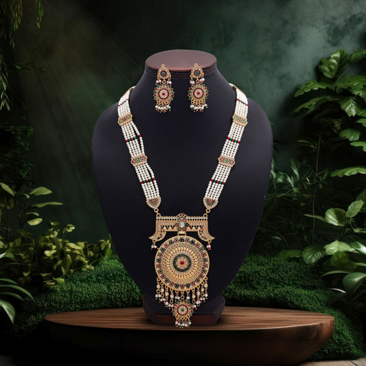 Royal Multi Color Jewellery Rani Haar Enhanced With Artistic Kundan Necklace Set