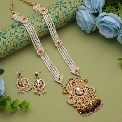 Exclusive Multi Color Jewellery Rani Haar Designed With Elegant Kundan Necklace Set