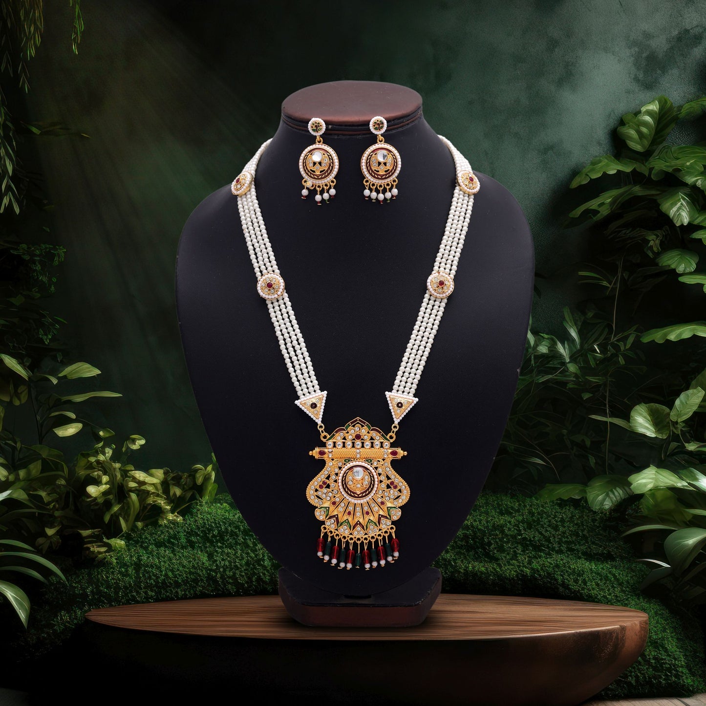 Exclusive Multi Color Jewellery Rani Haar Designed With Elegant Kundan Necklace Set