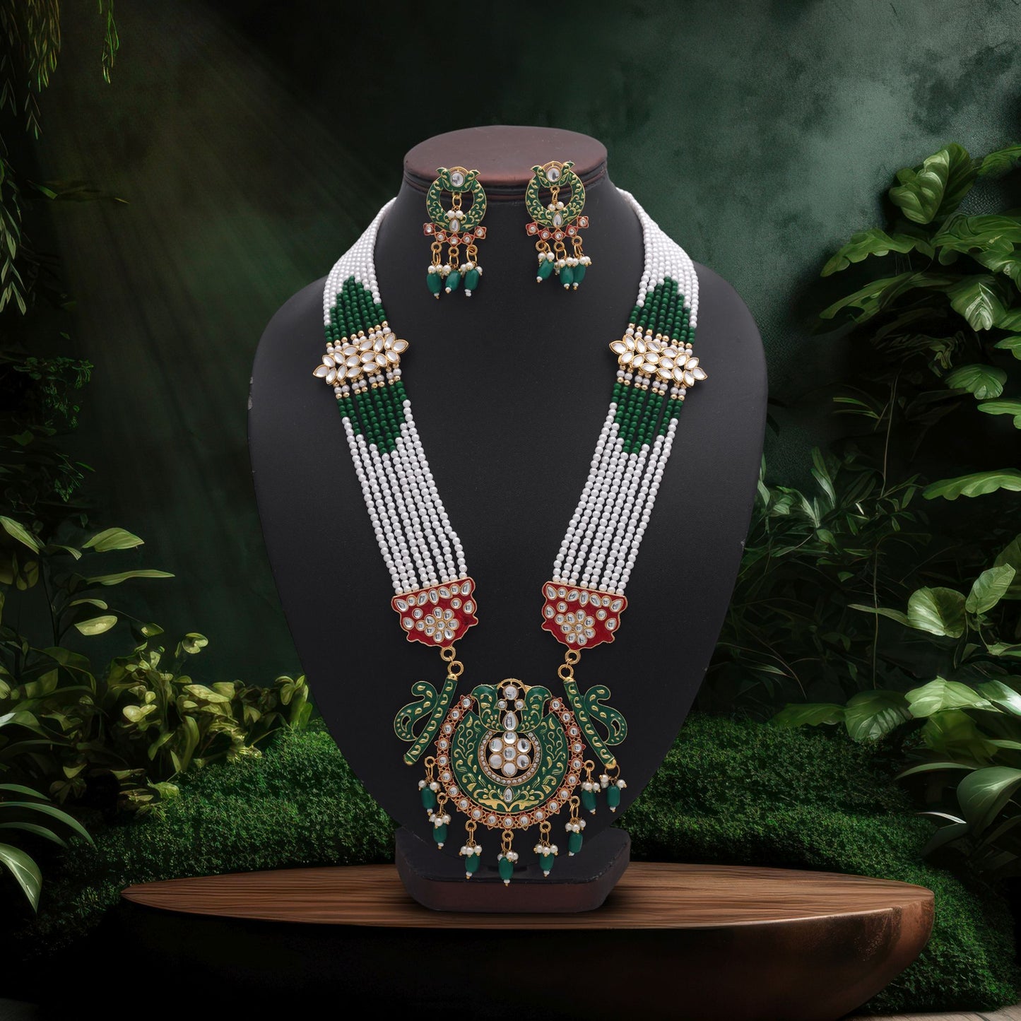 Classic Green Color Jewellery Rani Haar Featuring Elegant Kundan Necklace Set Design