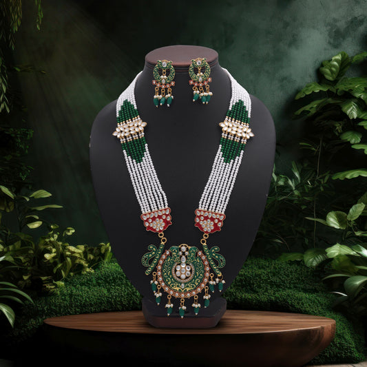 Classic Green Color Jewellery Rani Haar Featuring Elegant Kundan Necklace Set Design