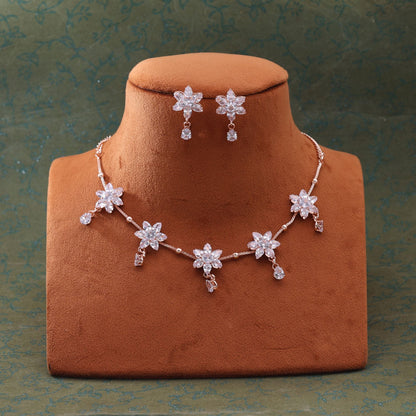 Stunning White Color Stone Necklace Set With Elegant Bridal Appeal