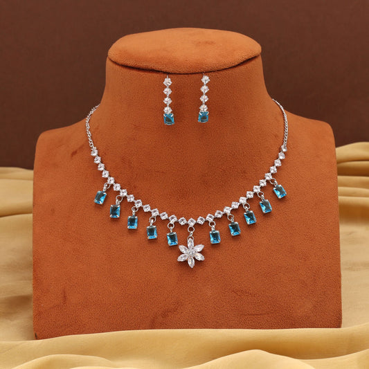 Eye-Catching Firozi Color Stone Necklace Set For Weddings And Celebrations