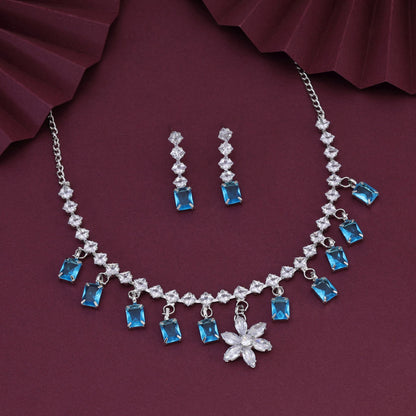 Eye-Catching Firozi Color Stone Necklace Set For Weddings And Celebrations