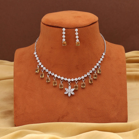Classy Gold Color Stone Necklace Set For Bridal And Cultural Events