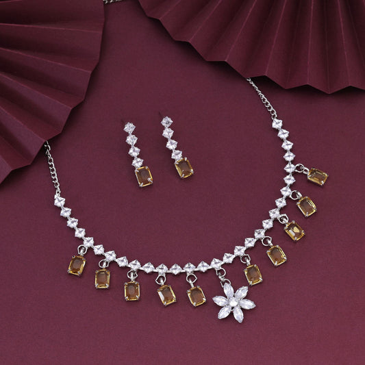 Classy Gold Color Stone Necklace Set For Bridal And Cultural Events