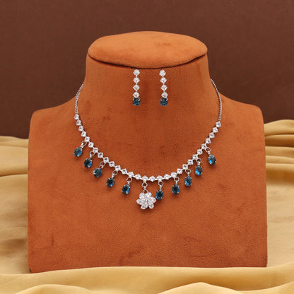 Elegant Turquoise Blue Color Stone Necklace Set For Stylish Occasions