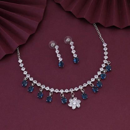 Elegant Turquoise Blue Color Stone Necklace Set For Stylish Occasions