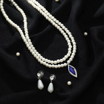 Blauer Farbstein Halsketten-Set, stilvolles, elegantes Party-Schmuck-Design