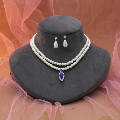 Blauer Farbstein Halsketten-Set, stilvolles, elegantes Party-Schmuck-Design