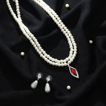 Red Color Stone Necklace Set Bold Traditional Festive Wear Jewelry Design