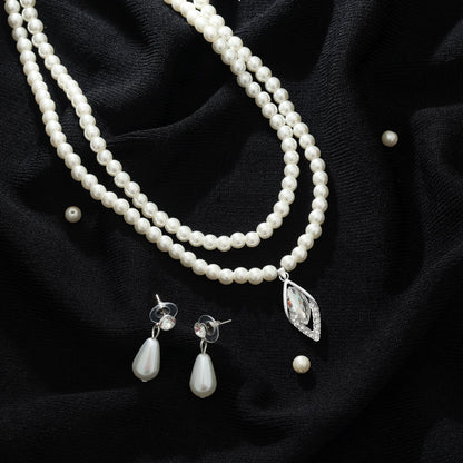 Halskette mit weißen Steinen, elegant, klassisch, Braut-Stil, Schmuckdesign