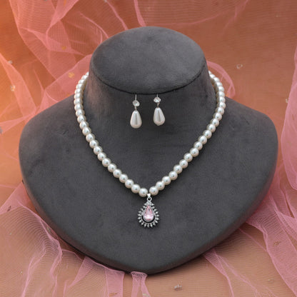 Light Pink Color Stone Necklace Set Soft Elegant Feminine Jewelry Design