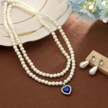 Blauer Farbstein-Halskettenset – stilvoller, moderner Party-Schmuck