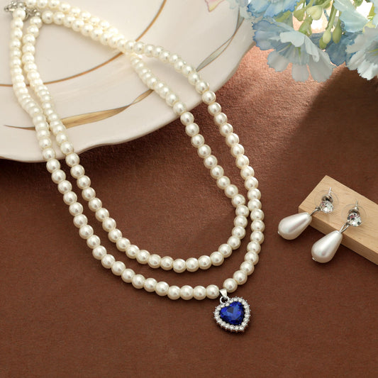 Blauer Farbstein-Halskettenset – stilvoller, moderner Party-Schmuck