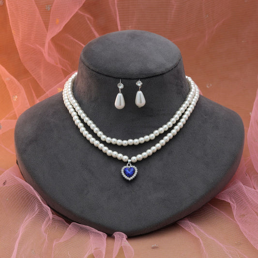 Blauer Farbstein-Halskettenset – stilvoller, moderner Party-Schmuck