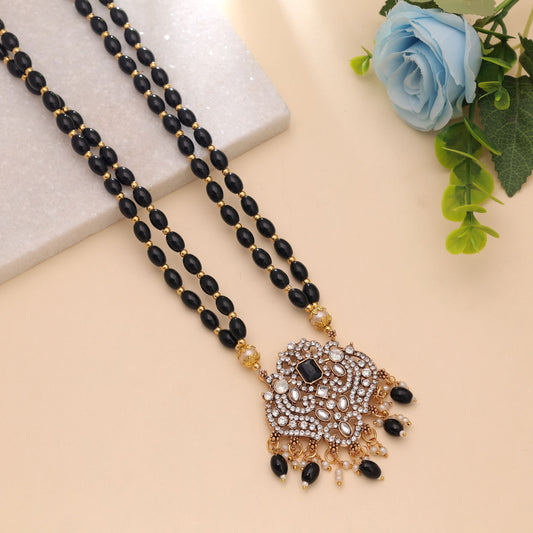 Black Color Stone Necklace with Premium Designer Stone Embellishments