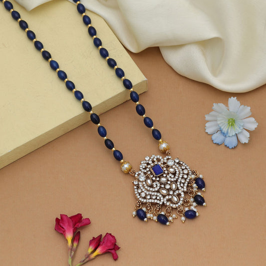 Elegant Blue Color Stone Necklace With Premium Party Wear Design