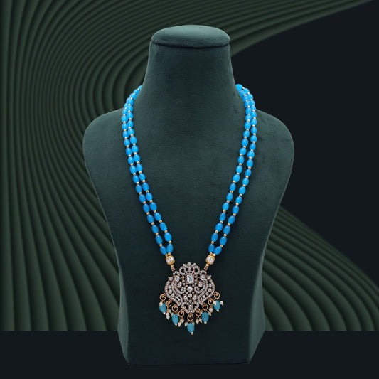 Firozi Color Stone Necklace with Sparkling Designer Stones and Elegant Finish