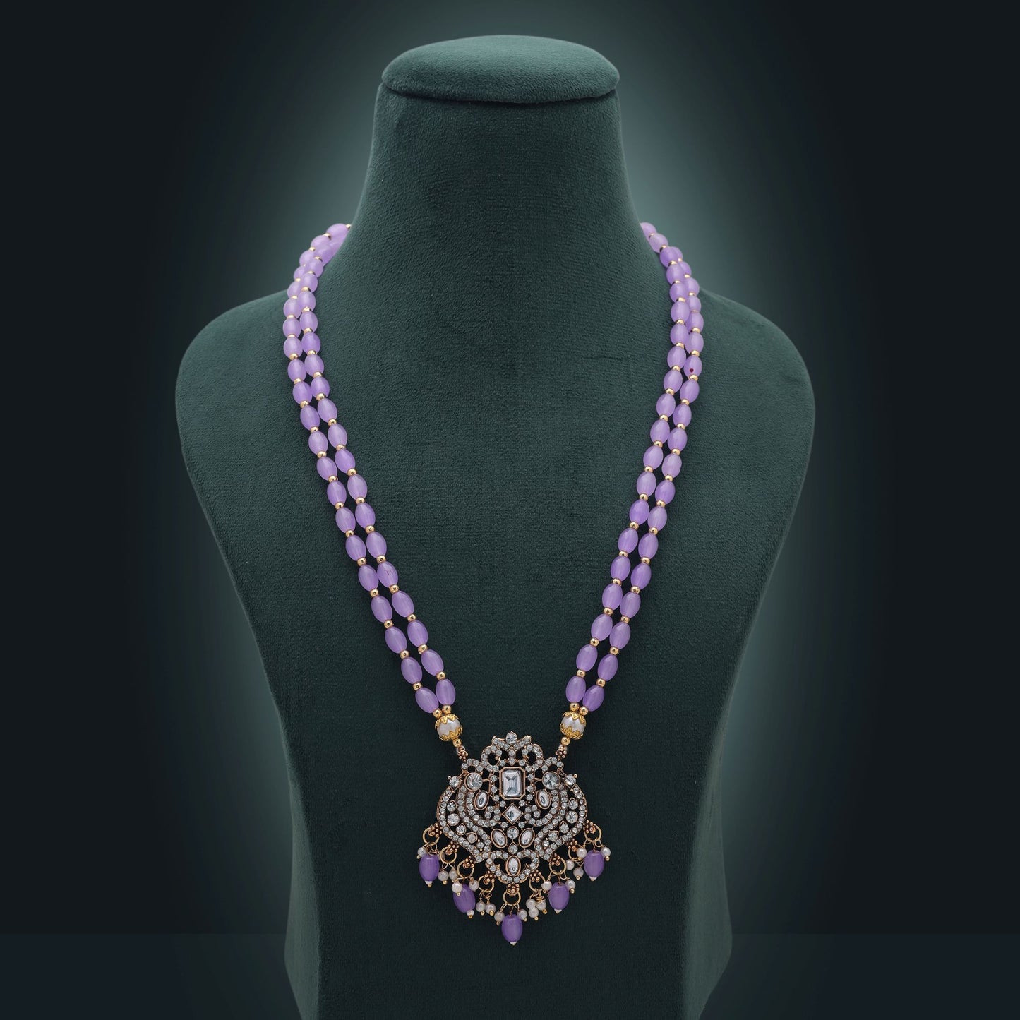 Light Purple Color Stone Necklace with Stylish Contemporary Stone Design