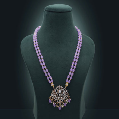 Light Purple Color Stone Necklace with Stylish Contemporary Stone Design