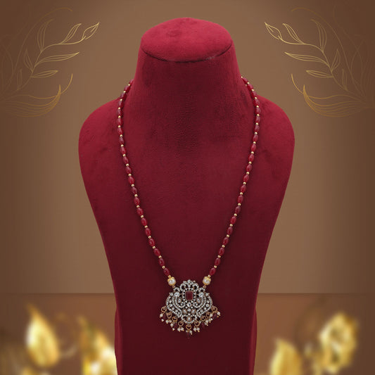 Graceful Maroon Color Stone Necklace Elegant Festive Jewelry Design Collection