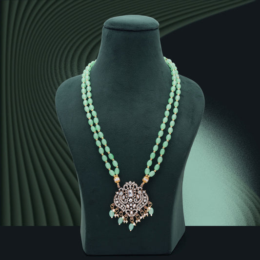 Pista Green Color Stone Necklace with Premium Decorative Stone Detailing