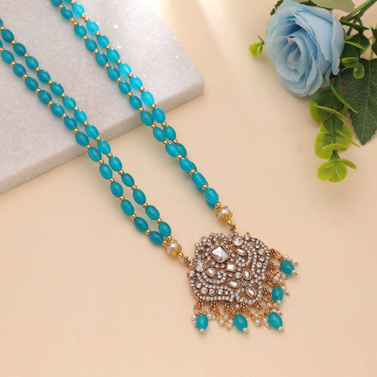 Rama Green Color Stone Necklace with Elegant Fashionable Stone Work