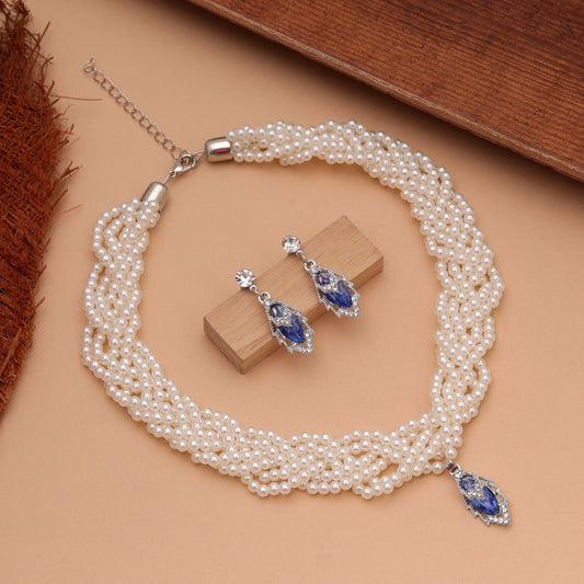 Halsketten-Set aus blauem Stein, gefertigt mit stilvollem Design für Liebhaber modernen, traditionellen Schmucks