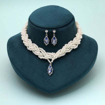 Blue Color Stone Necklace Set Crafted with Stylish Design for Modern Traditional Jewelry Lovers