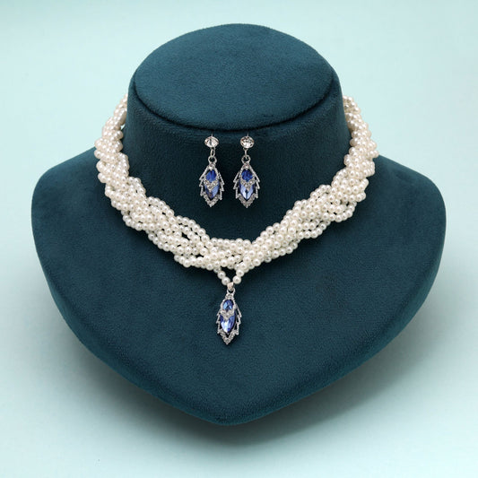 Halsketten-Set aus blauem Stein, gefertigt mit stilvollem Design für Liebhaber modernen, traditionellen Schmucks