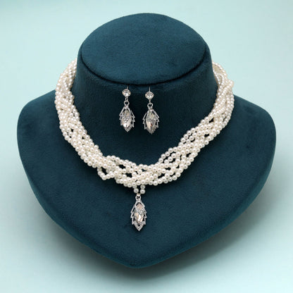 White Color Stone Necklace Set with Elegant Designer Pattern for Traditional and Festive Jewelry Wear