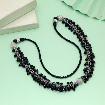 Black Color Beaded Necklace Featuring Classic Stylish Handmade Look