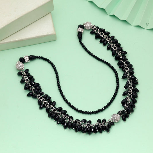Black Color Beaded Necklace Featuring Classic Stylish Handmade Look