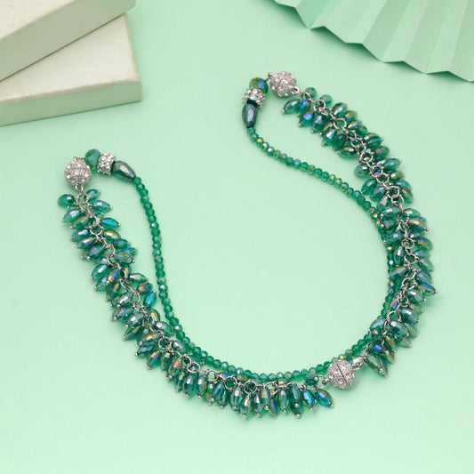 Green Color Beaded Necklace Featuring Stylish Traditional Handmade Design