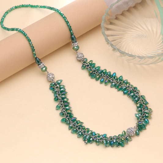 Green Color Beaded Necklace Featuring Stylish Traditional Handmade Design