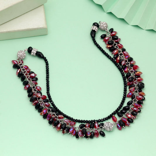 Red & Black Color Beaded Necklace with Attractive Ethnic Designer Appeal